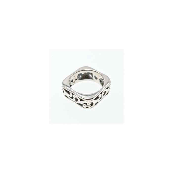 925 Sterling Silver Square Openwork Ring Size 6.5