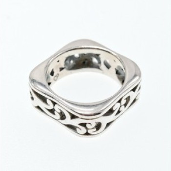925 Sterling Silver Square Openwork Ring Size 6.5