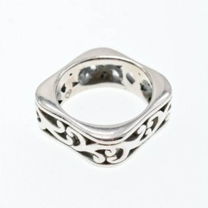 925 Sterling Silver Square Openwork Ring Size 6.5