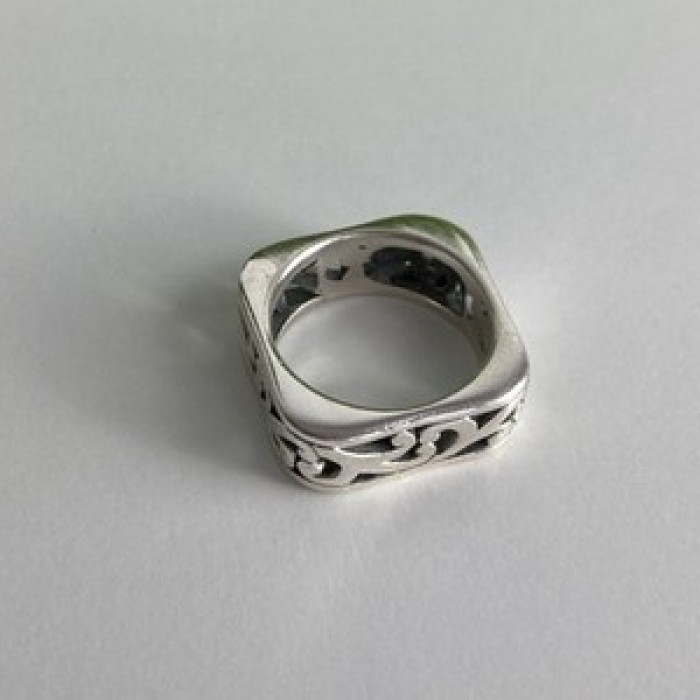 925 Sterling Silver Square Openwork Ring Size 6.5