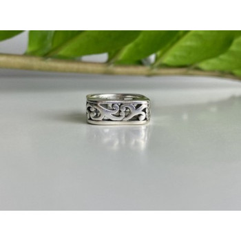 925 Sterling Silver Square Openwork Ring Size 6.5