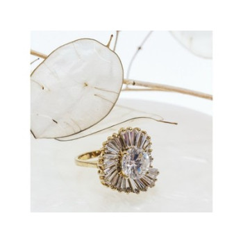 925 Sterling Silver Gold Plated CZ Ring Size 5.5