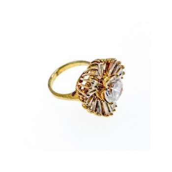 925 Sterling Silver Gold Plated CZ Ring Size 5.5