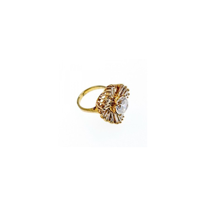 925 Sterling Silver Gold Plated CZ Ring Size 5.5