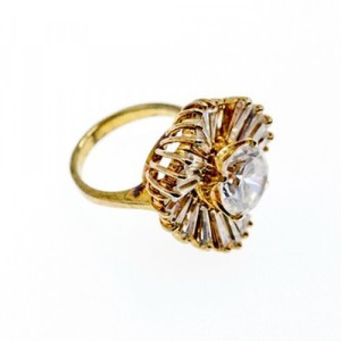 925 Sterling Silver Gold Plated CZ Ring Size 5.5