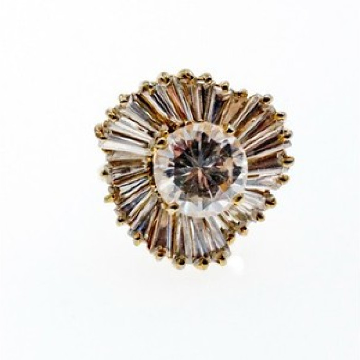925 Sterling Silver Gold Plated CZ Ring Size 5.5