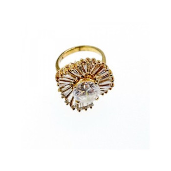 925 Sterling Silver Gold Plated CZ Ring Size 5.5