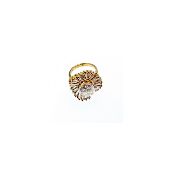 925 Sterling Silver Gold Plated CZ Ring Size 5.5