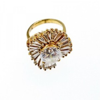 925 Sterling Silver Gold Plated CZ Ring Size 5.5