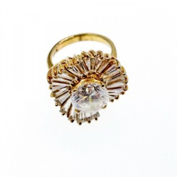 925 Sterling Silver Gold Plated CZ Ring Size 5.5