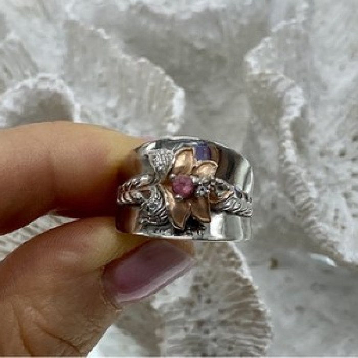 925 Sterling Silver Morganite & Goshenite 