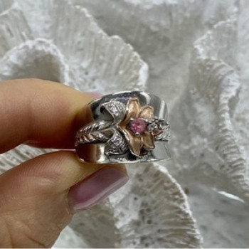 925 Sterling Silver Morganite & Goshenite 