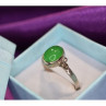 925 Sterling Silver Green Nephrite ( Jade ) Ring Size 8.5
