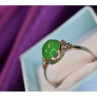 925 Sterling Silver Green Nephrite ( Jade ) Ring Size 8.5