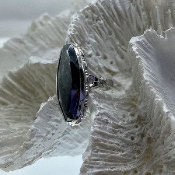 925 Sterling Silver Hematite Ring Size 5.5