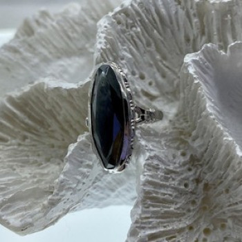 925 Sterling Silver Hematite Ring Size 5.5