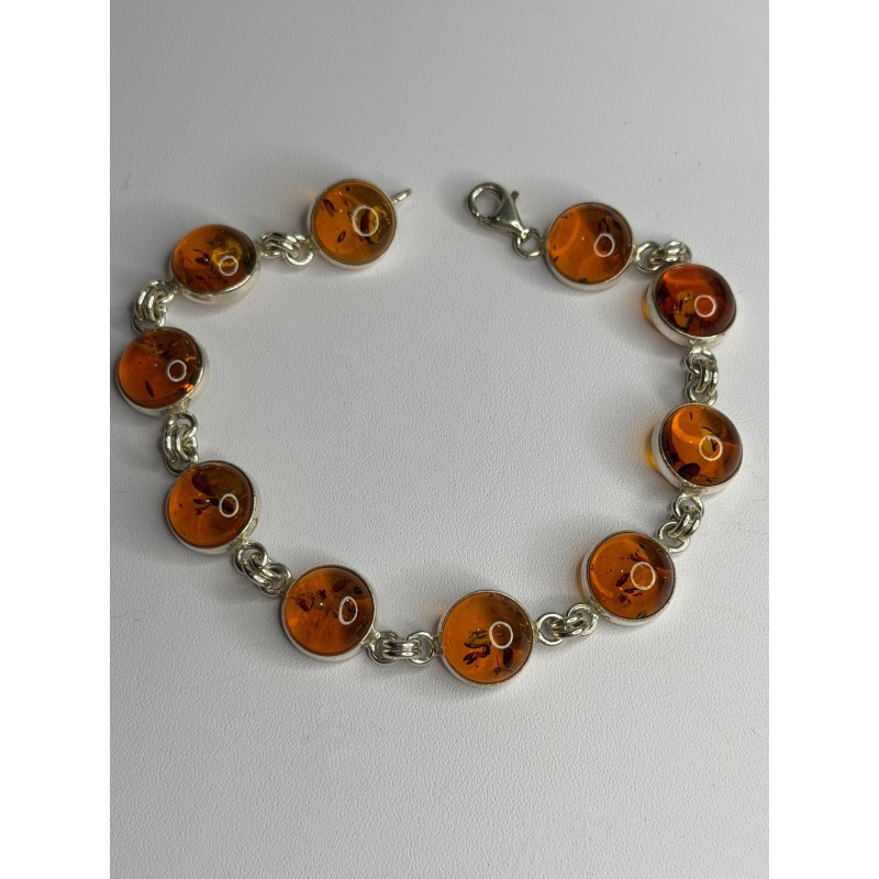 925 Sterling Silver Amber Bracelet Length 7