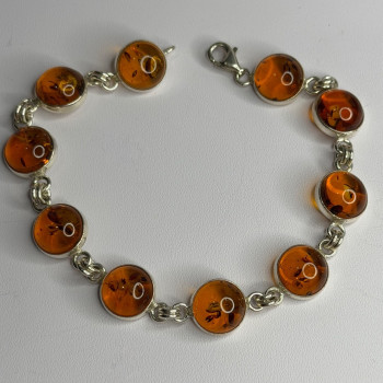 925 Sterling Silver Amber Bracelet Length 7