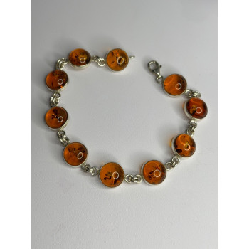 925 Sterling Silver Amber Bracelet Length 7