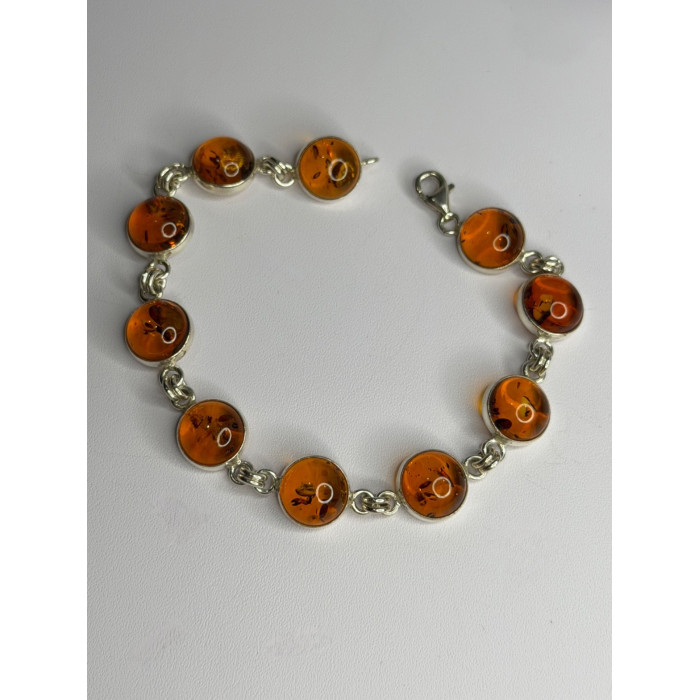 925 Sterling Silver Amber Bracelet Length 7