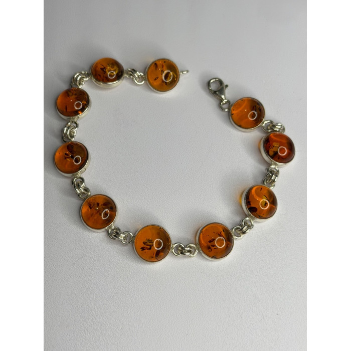925 Sterling Silver Amber Bracelet Length 7