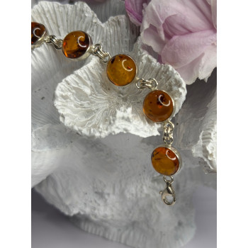 925 Sterling Silver Amber Bracelet Length 7