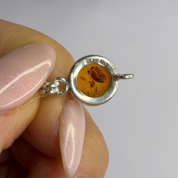 925 Sterling Silver Amber Bracelet Length 7