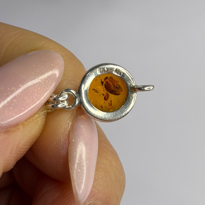 925 Sterling Silver Amber Bracelet Length 7