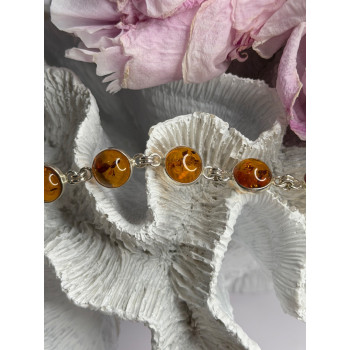 925 Sterling Silver Amber Bracelet Length 7