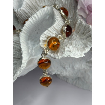 925 Sterling Silver Amber Bracelet Length 7