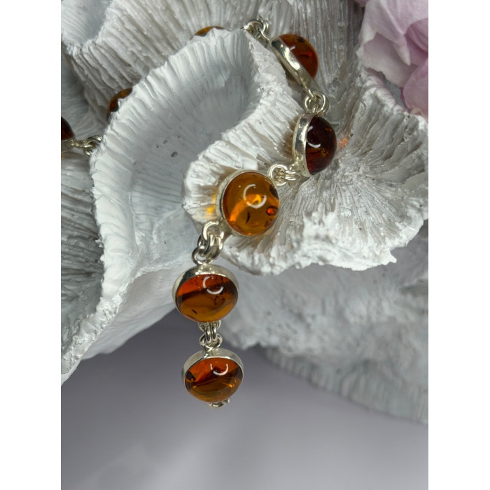 925 Sterling Silver Amber Bracelet Length 7