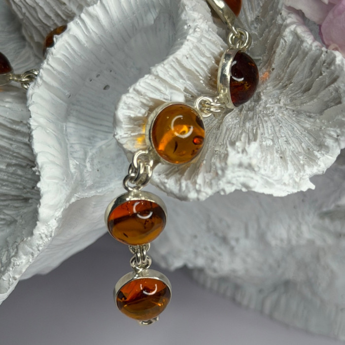 925 Sterling Silver Amber Bracelet Length 7