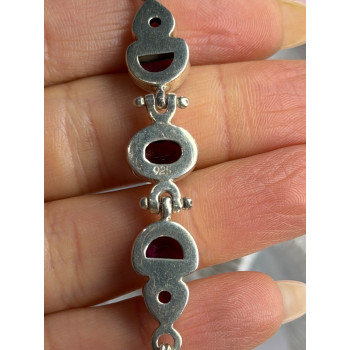 925 Sterling Silver Garnet Bracelet Length 7-7.5