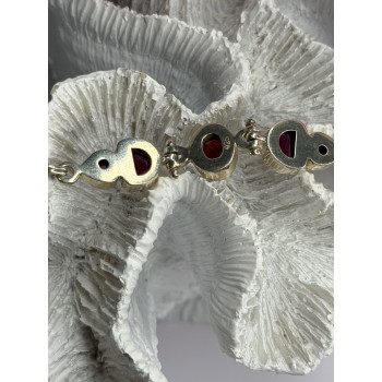 925 Sterling Silver Garnet Bracelet Length 7-7.5