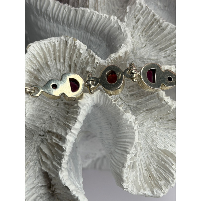 925 Sterling Silver Garnet Bracelet Length 7-7.5