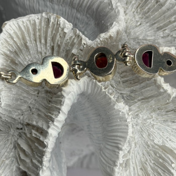 925 Sterling Silver Garnet Bracelet Length 7-7.5