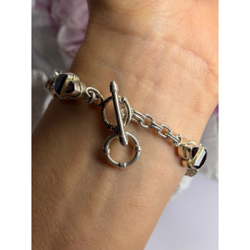 925 Sterling Silver Garnet Bracelet Length 7-7.5