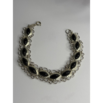 925 Sterling Silver Onyx Bracelet Length 7