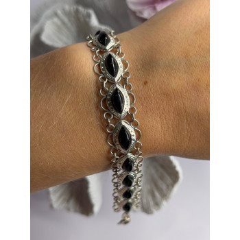 925 Sterling Silver Onyx Bracelet Length 7