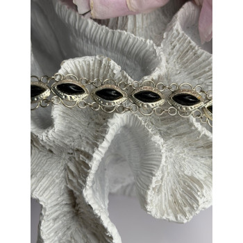 925 Sterling Silver Onyx Bracelet Length 7