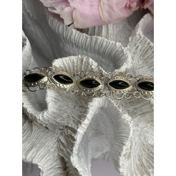 925 Sterling Silver Onyx Bracelet Length 7