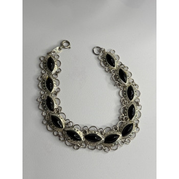 925 Sterling Silver Onyx Bracelet Length 7