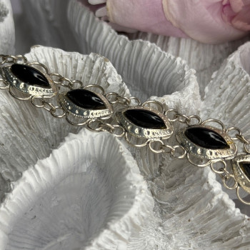 925 Sterling Silver Onyx Bracelet Length 7