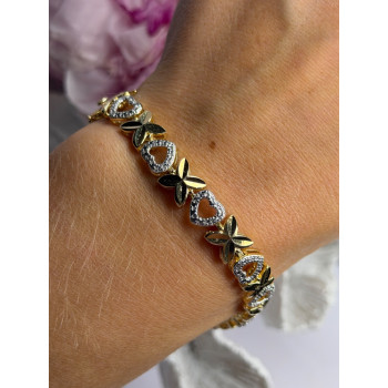 925 Sterling Silver Gold Plated Heart Bracelet Length 7.5