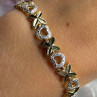 925 Sterling Silver Gold Plated Heart Bracelet Length 7.5