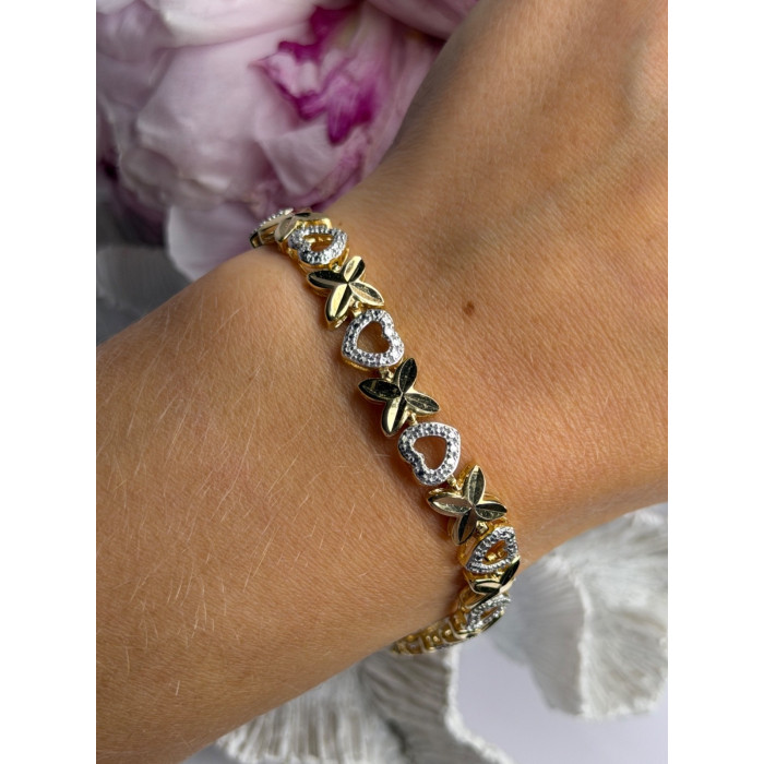 925 Sterling Silver Gold Plated Heart Bracelet Length 7.5