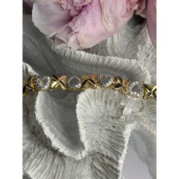 925 Sterling Silver Gold Plated Heart Bracelet Length 7.5