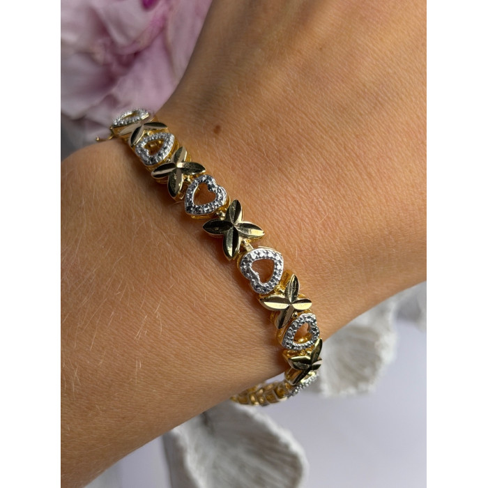 925 Sterling Silver Gold Plated Heart Bracelet Length 7.5