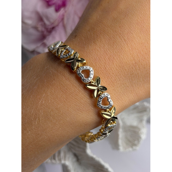 925 Sterling Silver Gold Plated Heart Bracelet Length 7.5