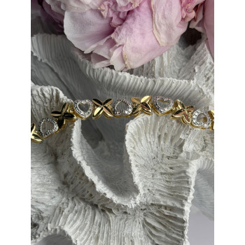 925 Sterling Silver Gold Plated Heart Bracelet Length 7.5